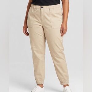 NWT MY STYLE Cream Cotton Spandex Cuffed Jogger Pants size 16